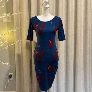 LuLaRoe Julia Bodycon Dress Boho Pattern Stretch XS like new